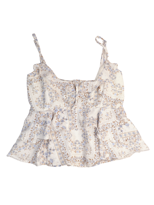 Alter’d State Floral Ruffle Crop Top Size Medium | Boho Feminine Spring Tank