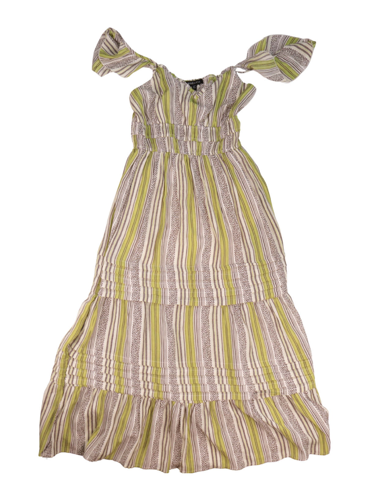 Max & Ash Striped Tiered Maxi Dress Size Large | Tie Strap Summer Dress