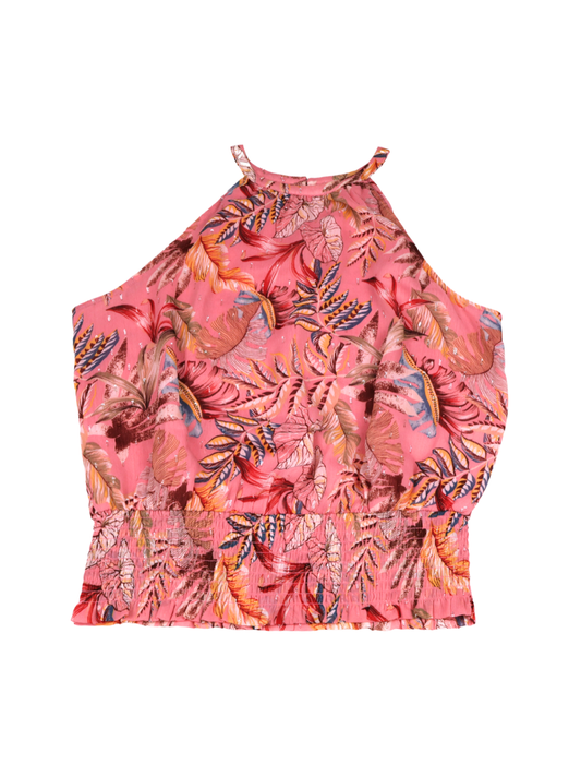 Joie Tropical Halter Blouse – Pink Resort Print | Effortless Luxury | Size Medium