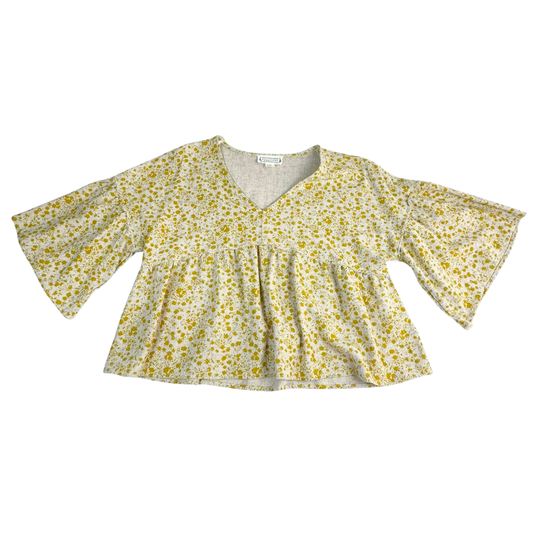 Loveriche Yellow Floral Peplum Blouse – Size Medium