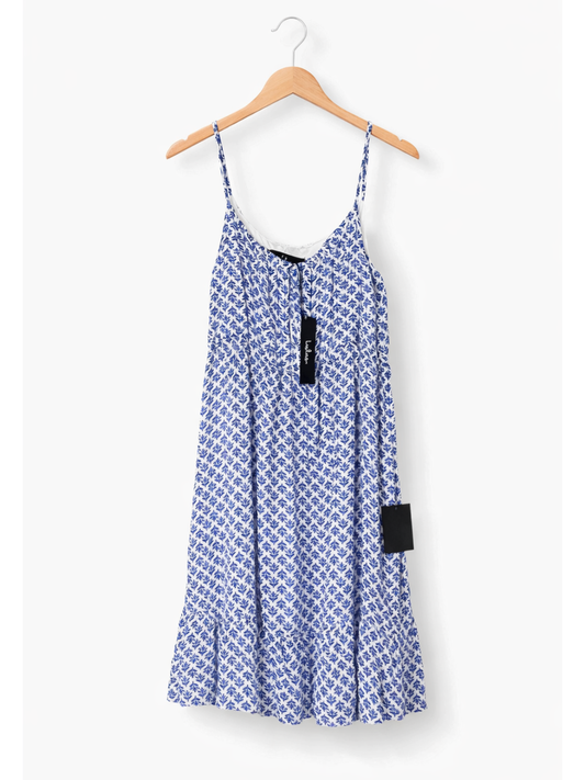 Lulus Grecian Getaway Blue & White Mini Dress | Flattering Fit | Size L | NWT