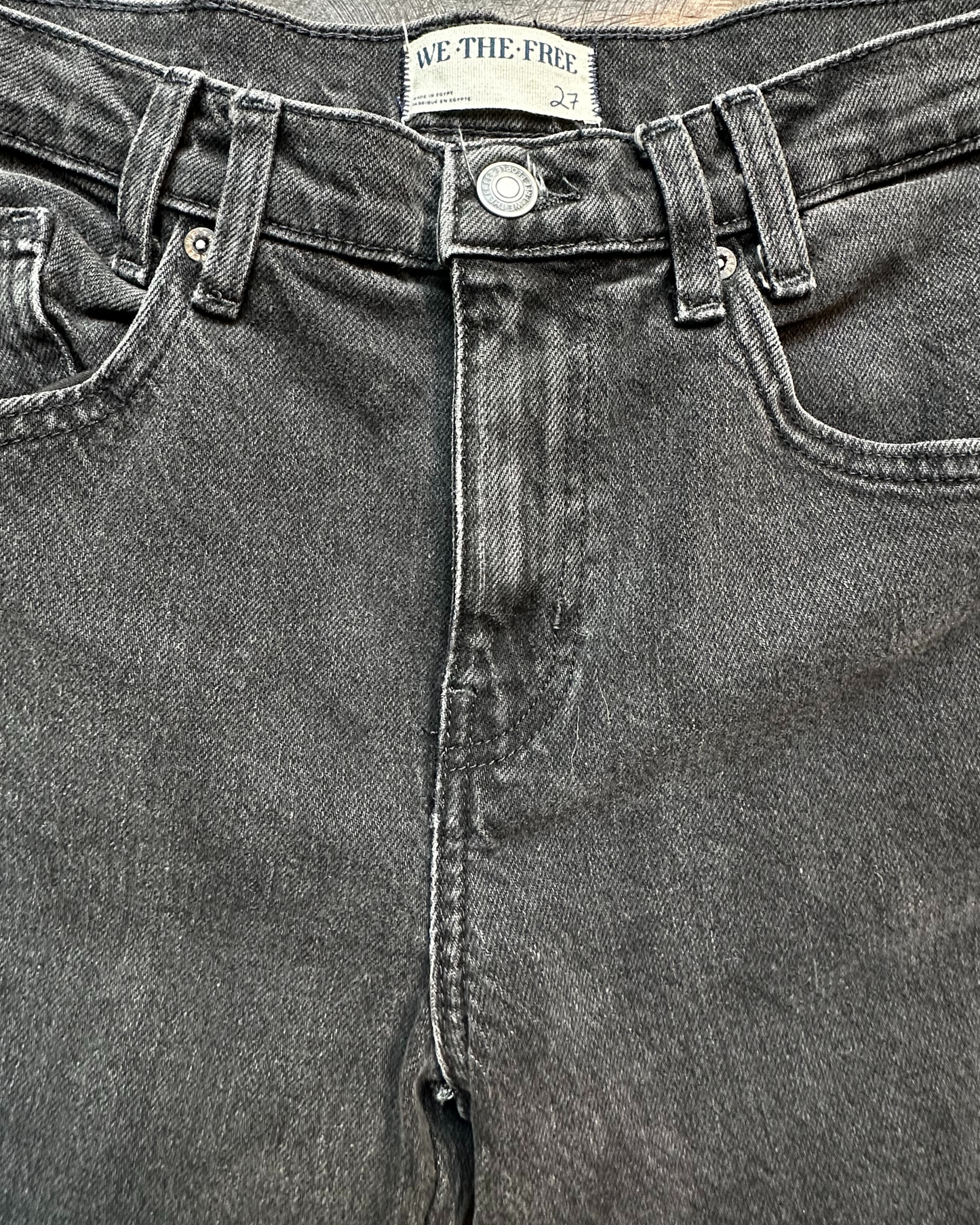 WE THE FREE Black High Rise Straight Jeans Raw Hem | Size 27 | NWOT