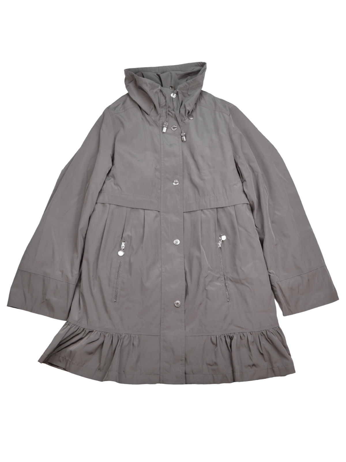 Betsey Johnson Black Ruffle Hem Raincoat | Size Small | Feminine Utility Statement