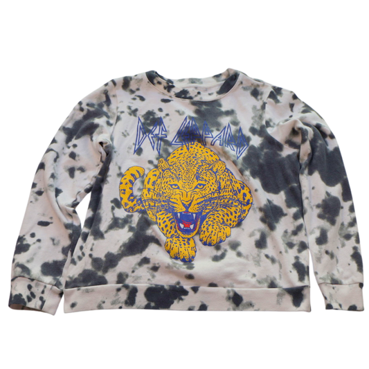 Def Leppard Graphic Sweatshirt Tie Dye Leopard Print Size Medium