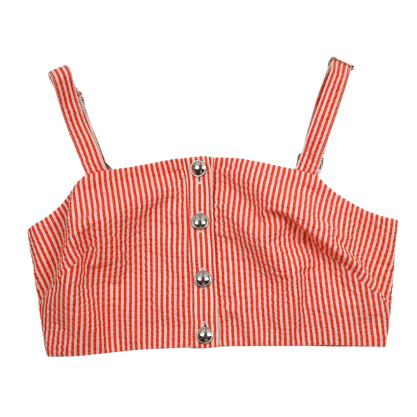 Maeve by Anthropologie Striped Crop Top NWT Size 8 | Red Button Front Statement Top