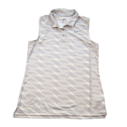 Nike Dri-FIT Sleeveless Polo Tank Light Grey White Athletic Top Size Medium