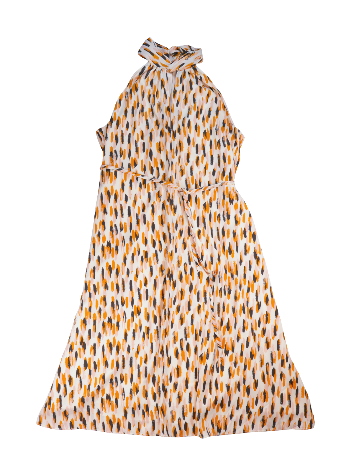 Banana Republic Halter Midi Dress | Silky Tie Waist Abstract Print Dress | Medium Petite