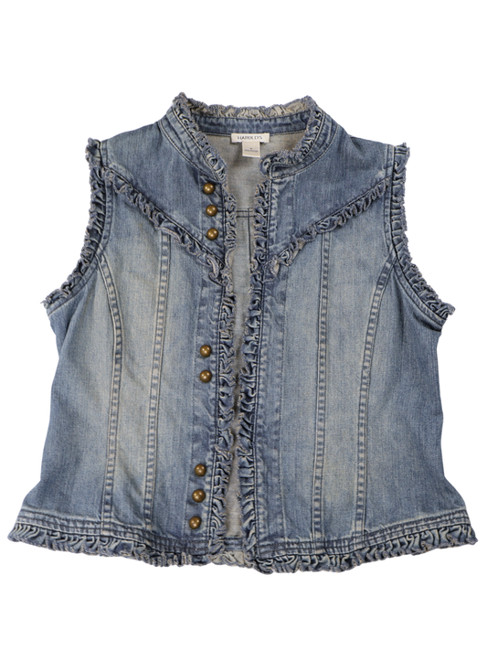 Harold's Ruffle Trim Denim Vest Size Medium