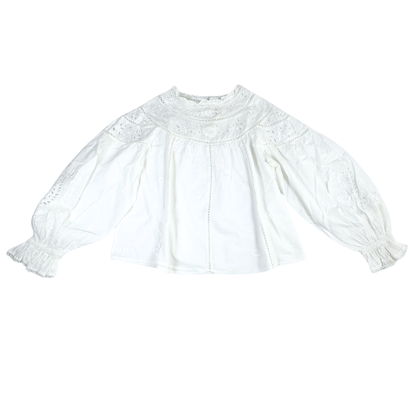 Anthropologie Lace & Embroidered Blouse – White – Size Small