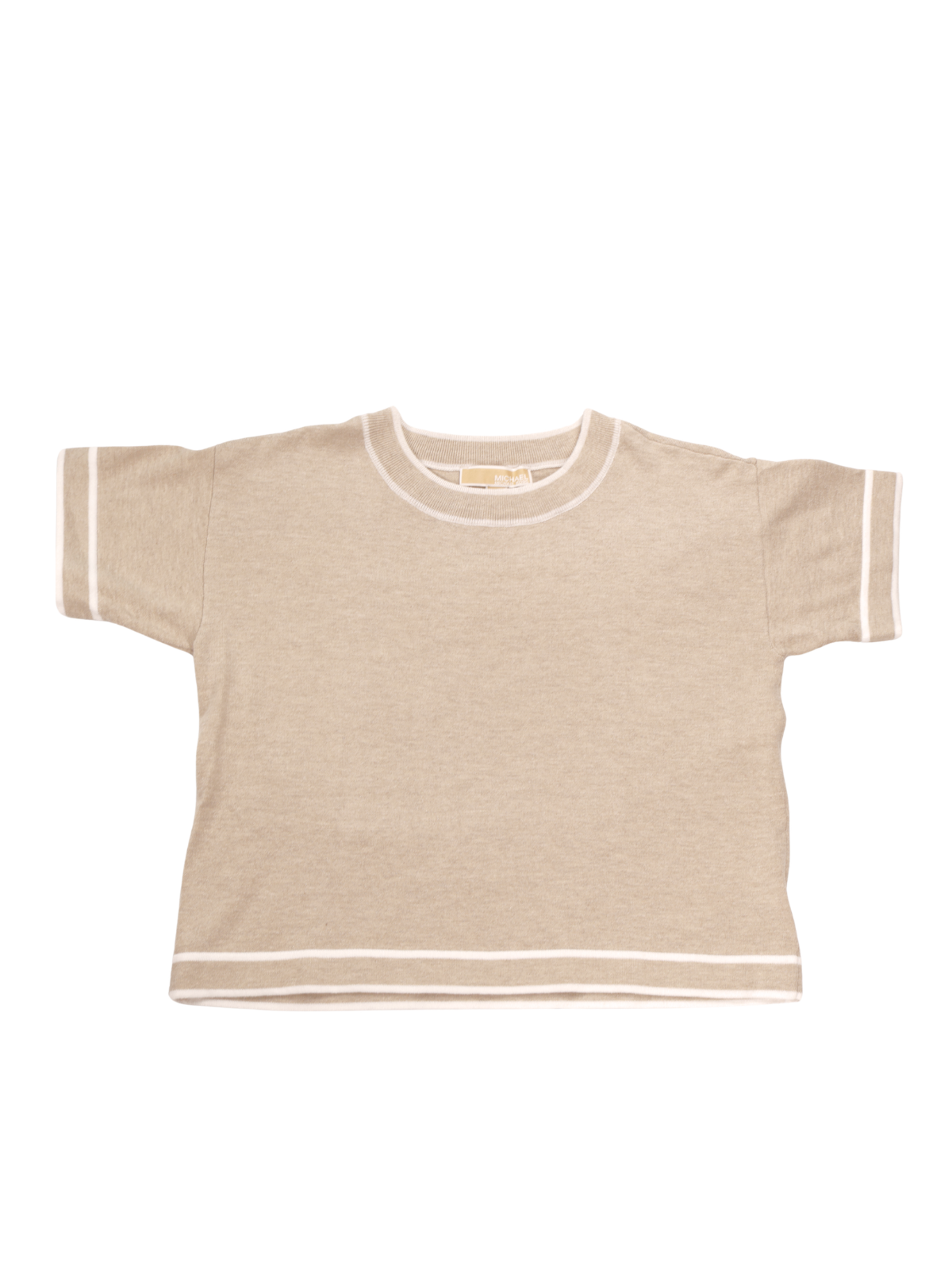 Michael Kors Neutral Knit Top – Short Sleeve Petite Essential (Size SP)