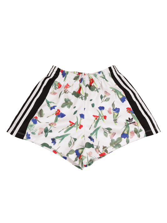 Adidas Originals Floral Track Shorts White Trefoil Athletic Shorts Small