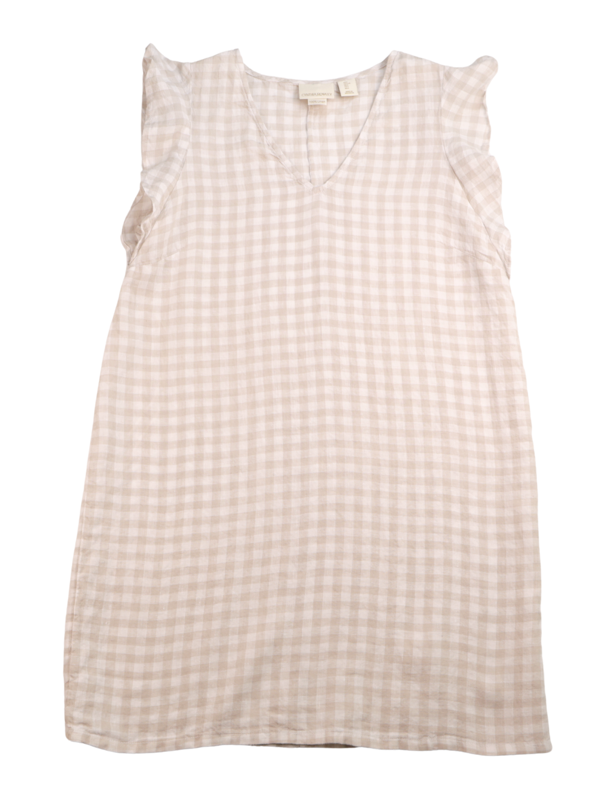 Cynthia Rowley Neutral Gingham Shift Dress – Effortless Everyday Style (Size Large)