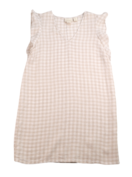 Cynthia Rowley Neutral Gingham Shift Dress – Effortless Everyday Style (Size Large)