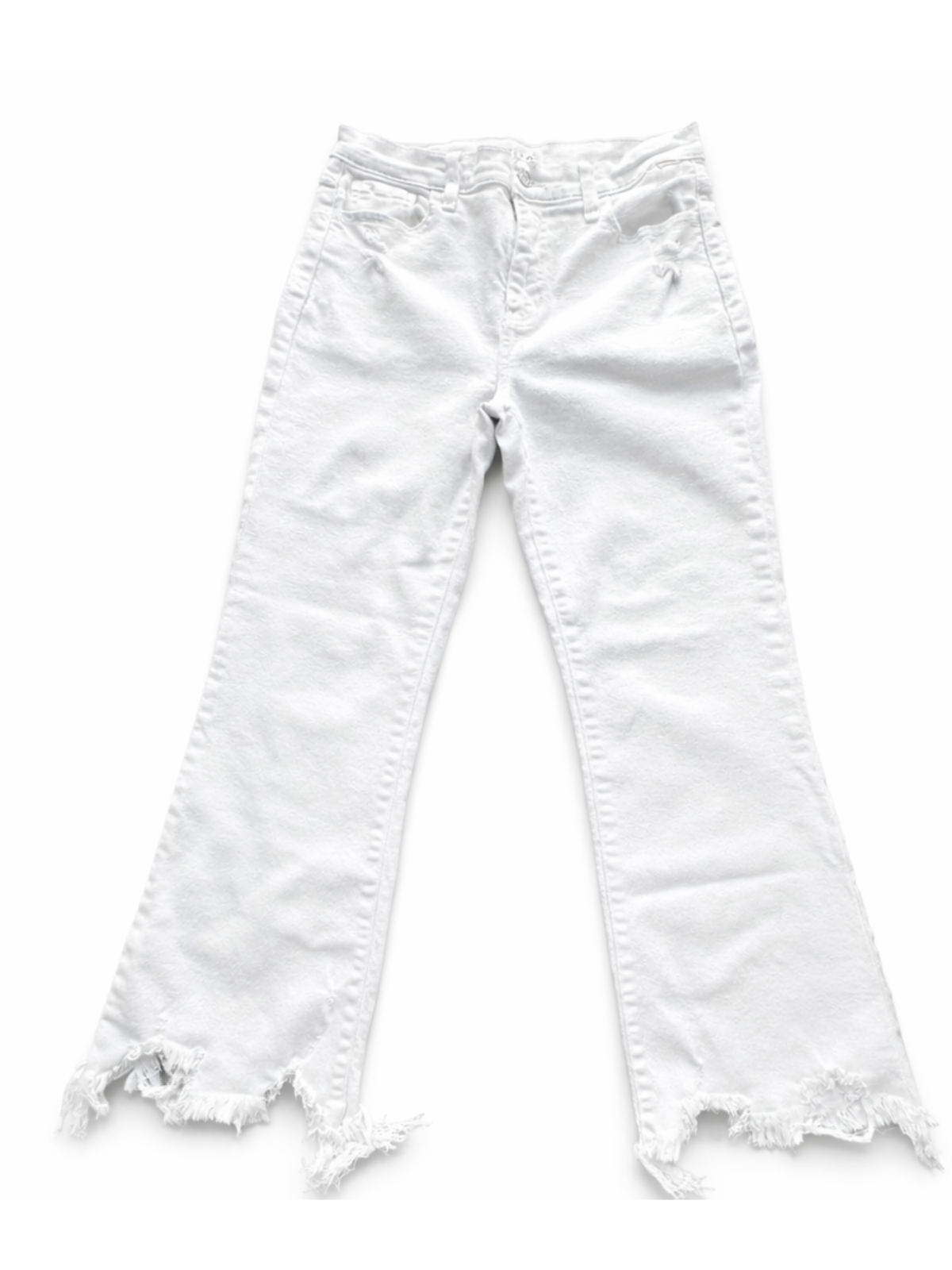 Cello White Cut Off Ankle Jeans Size 9 Distressed Raw Hem Denim