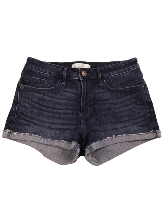 Abercrombie & Fitch Dark Wash Denim Shorts Size 4 Frayed Cuffed Mid Rise