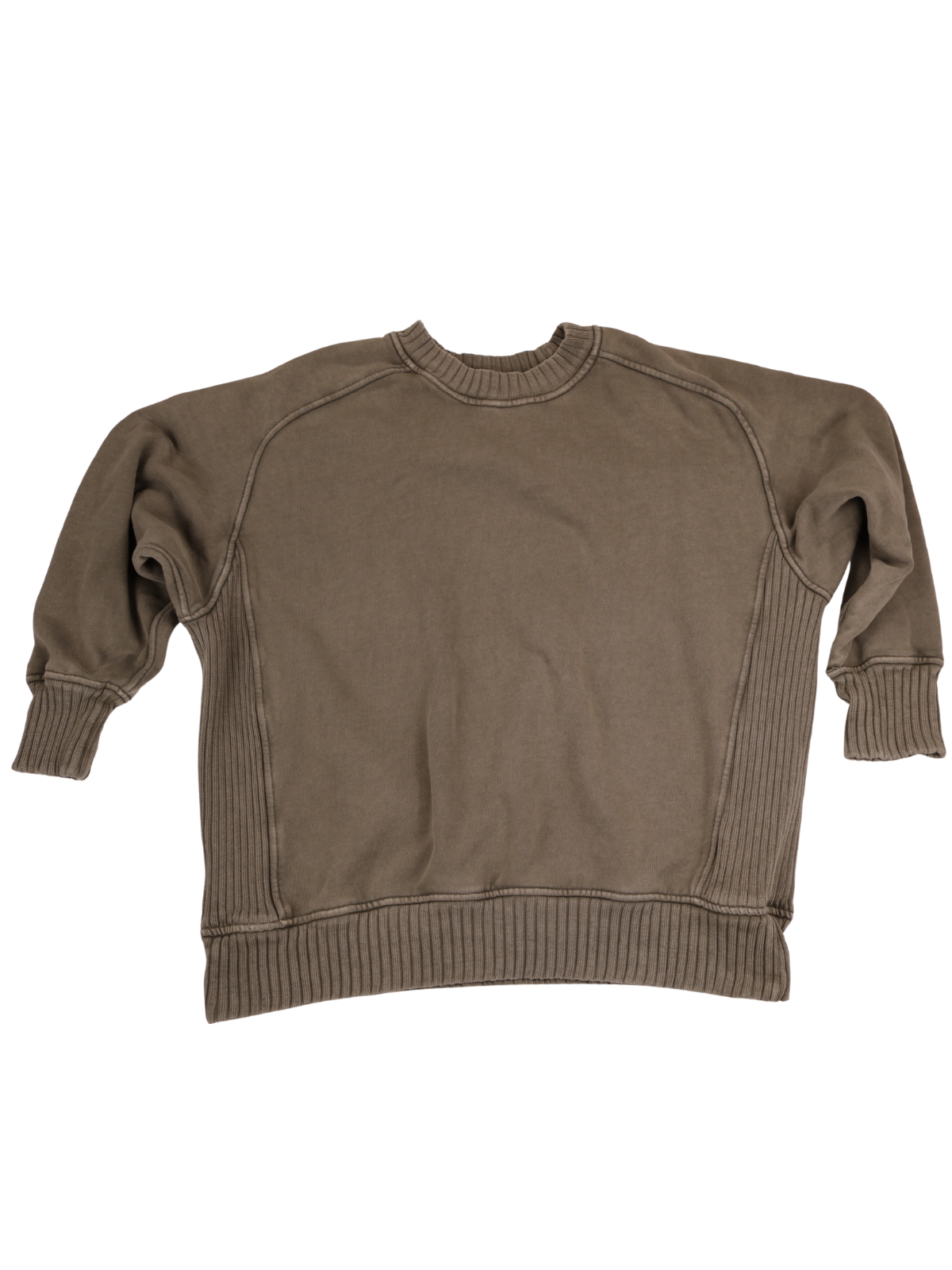 Aerie Washed Olive Oversized Sweatshirt Ribbed Pullover XS