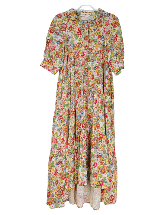 Natural Life Floral High Low Maxi Dress Medium Multicolor Cottagecore Boho