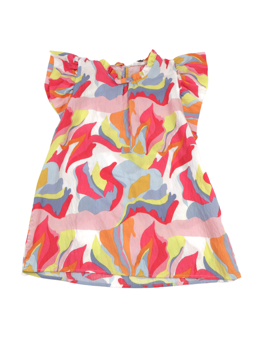 Michelle McDowell Bright Abstract Print Blouse – Colorful Statement Top (Size S)