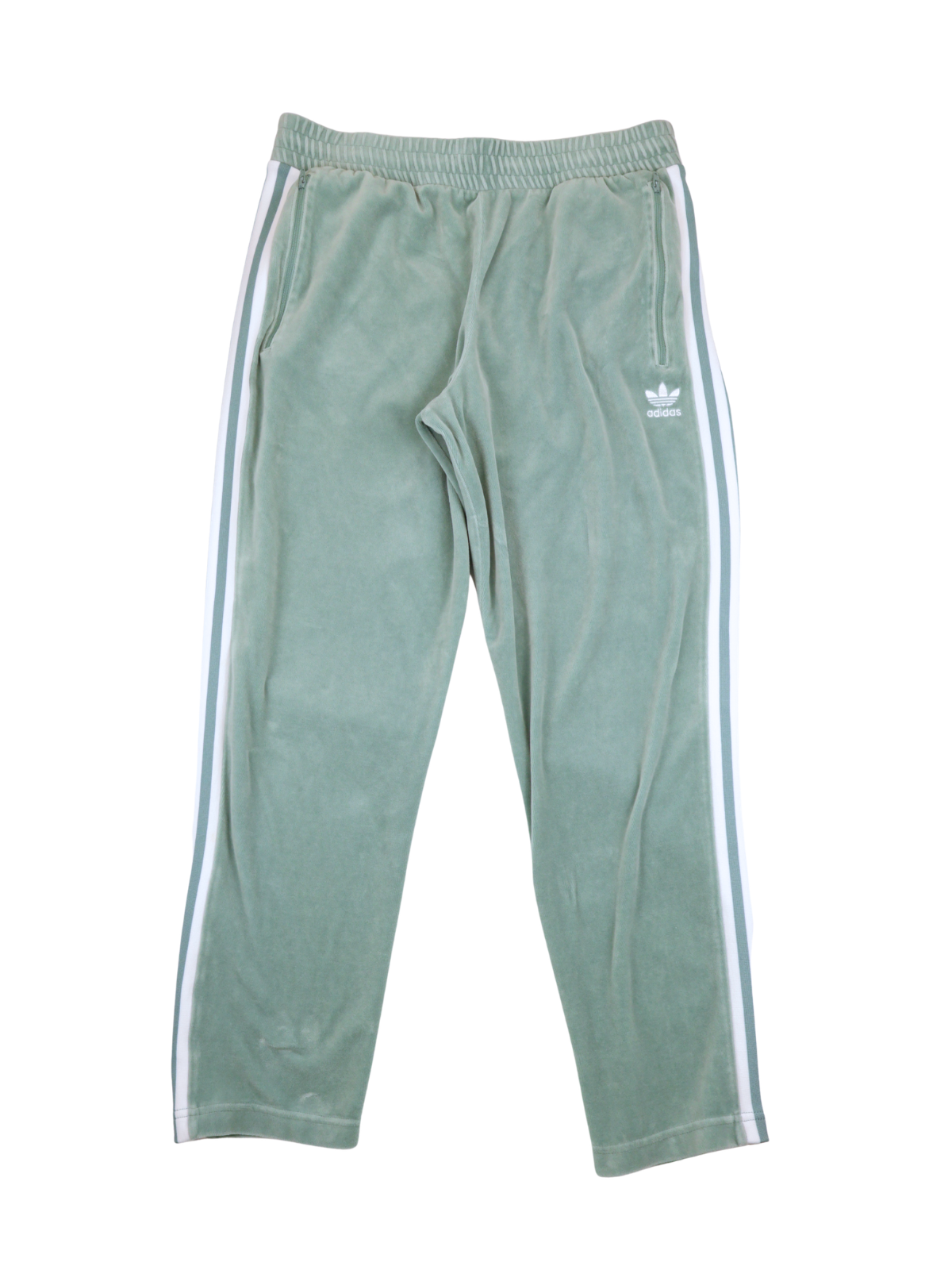 Adidas Velour Track Joggers Green 3 Stripe Lounge Pants Size Large