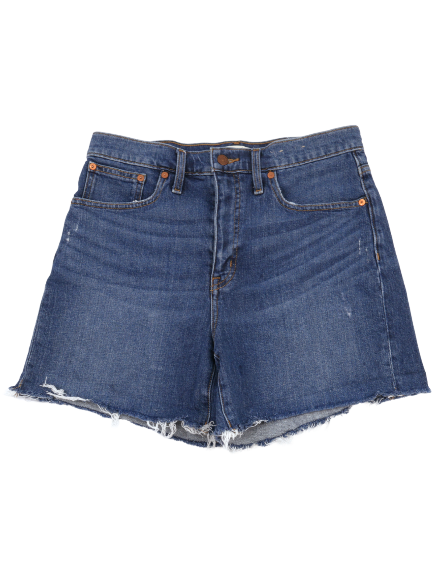 Madewell Dark Wash High-Rise Denim Shorts – Longer Length Everyday Staple (Size 28)