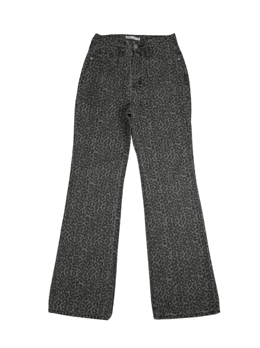 LOLA Leopard Print Flare Jeans – Black & Charcoal | Size 6 Tall