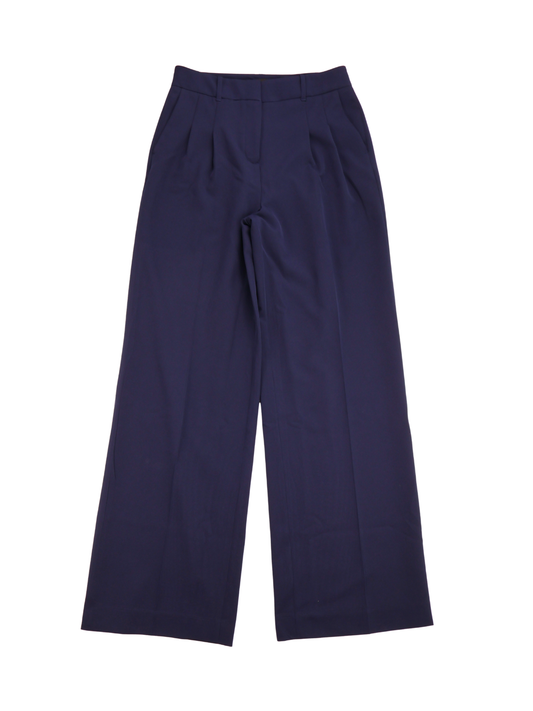 White House Black Market High-Rise Navy Trousers – Tailored Wide Leg (Size 2)