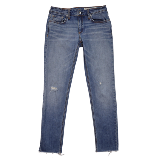 Rag & Bone Distressed Skinny Jeans – Size 25 – Medium Wash Raw Hem Denim
