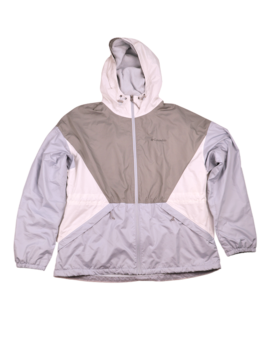 Columbia Colorblock Windbreaker Jacket – Lightweight Hooded Layer (Size Large)