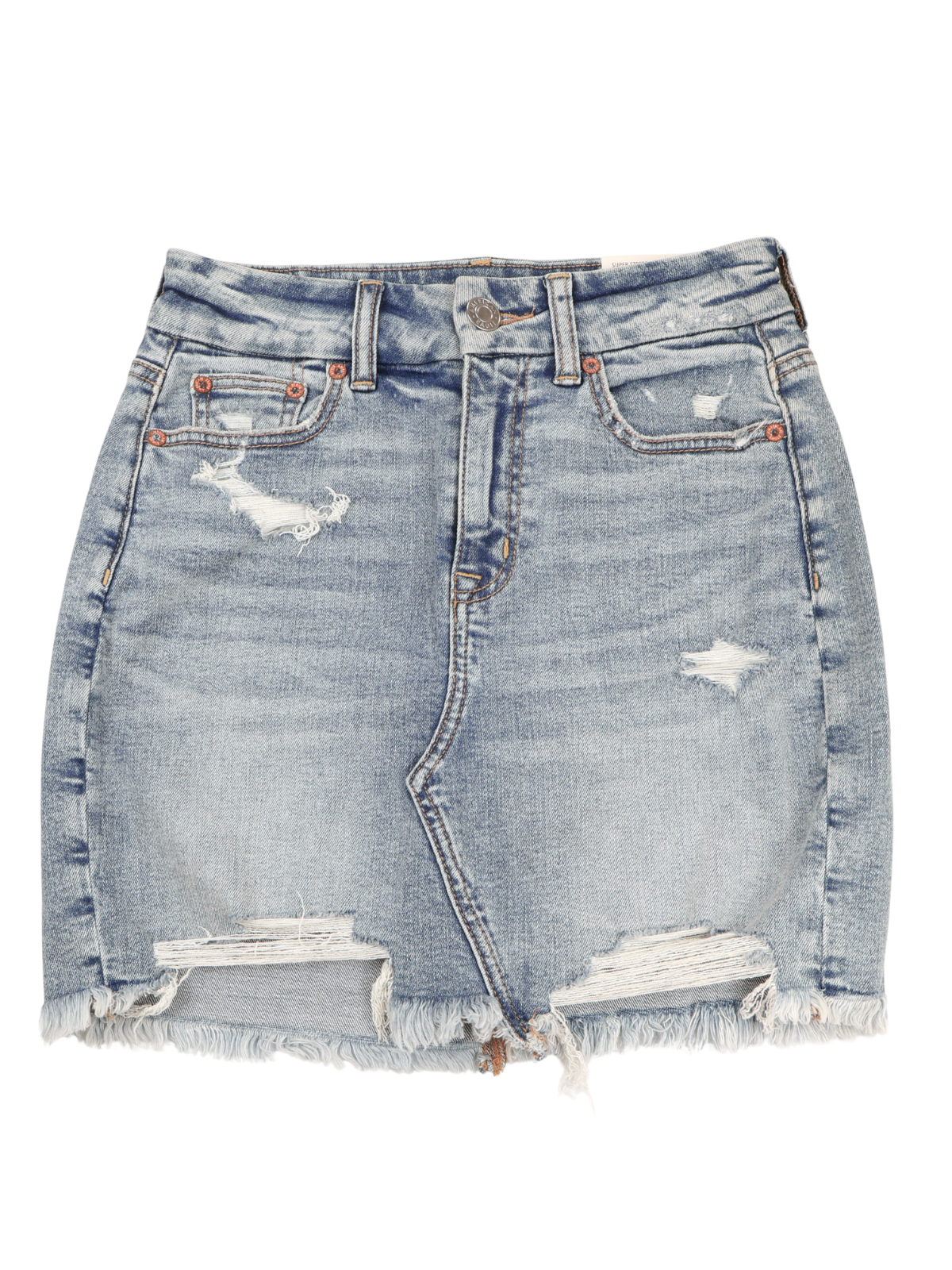 American Eagle Curvy Hi-Rise Distressed Denim Mini Skirt NWT Size 0