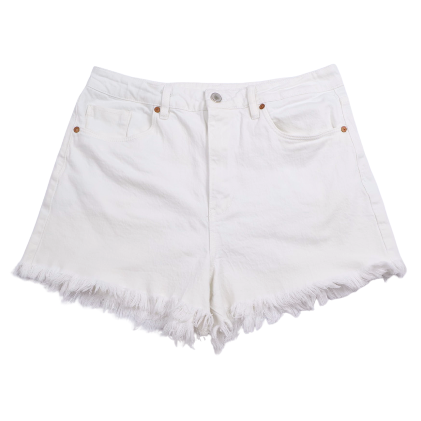 BLANKNYC The Reeve High-Rise Ribcage Shorts | White Frayed Hem | Size 10