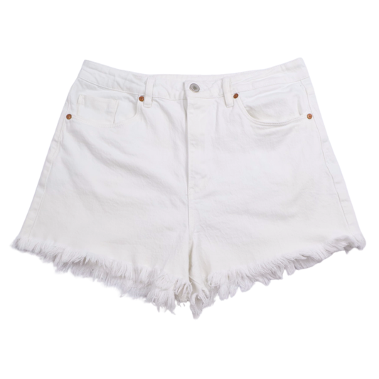 BLANKNYC The Reeve High-Rise Ribcage Shorts | White Frayed Hem | Size 10