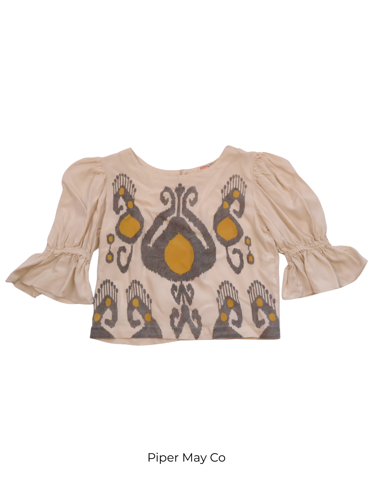 Bombay Paisley Printed Statement Blouse – Soft Neutral | Size XXS