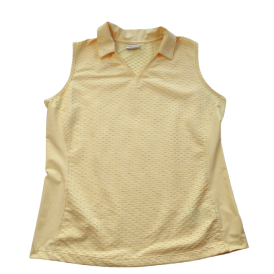 Nike Golf Sleeveless Polo Tank Top XL Yellow Textured Performance
