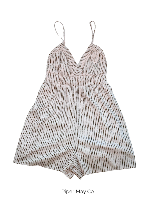 Japna Black & White Printed Romper – Effortless Chic Essential | Size Medium
