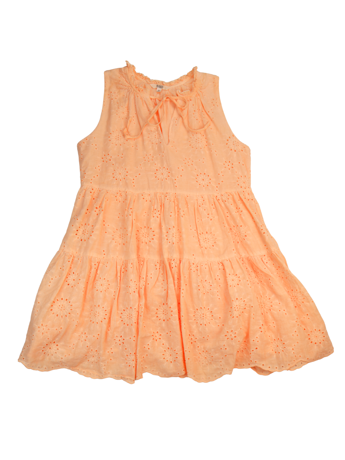 BB Dakota Orange Eyelet Dress – Embroidered Tiered Mini | Size Medium