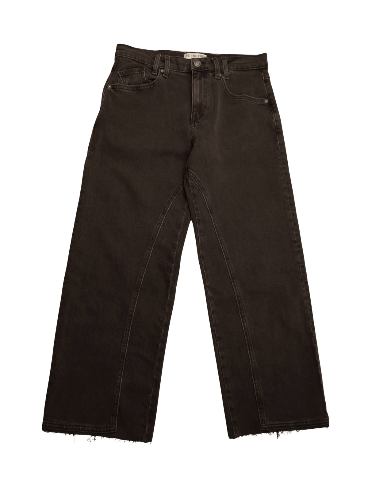 We The Free Black High Rise Straight Leg Jeans | Raw Hem | Size 27 | NWOT