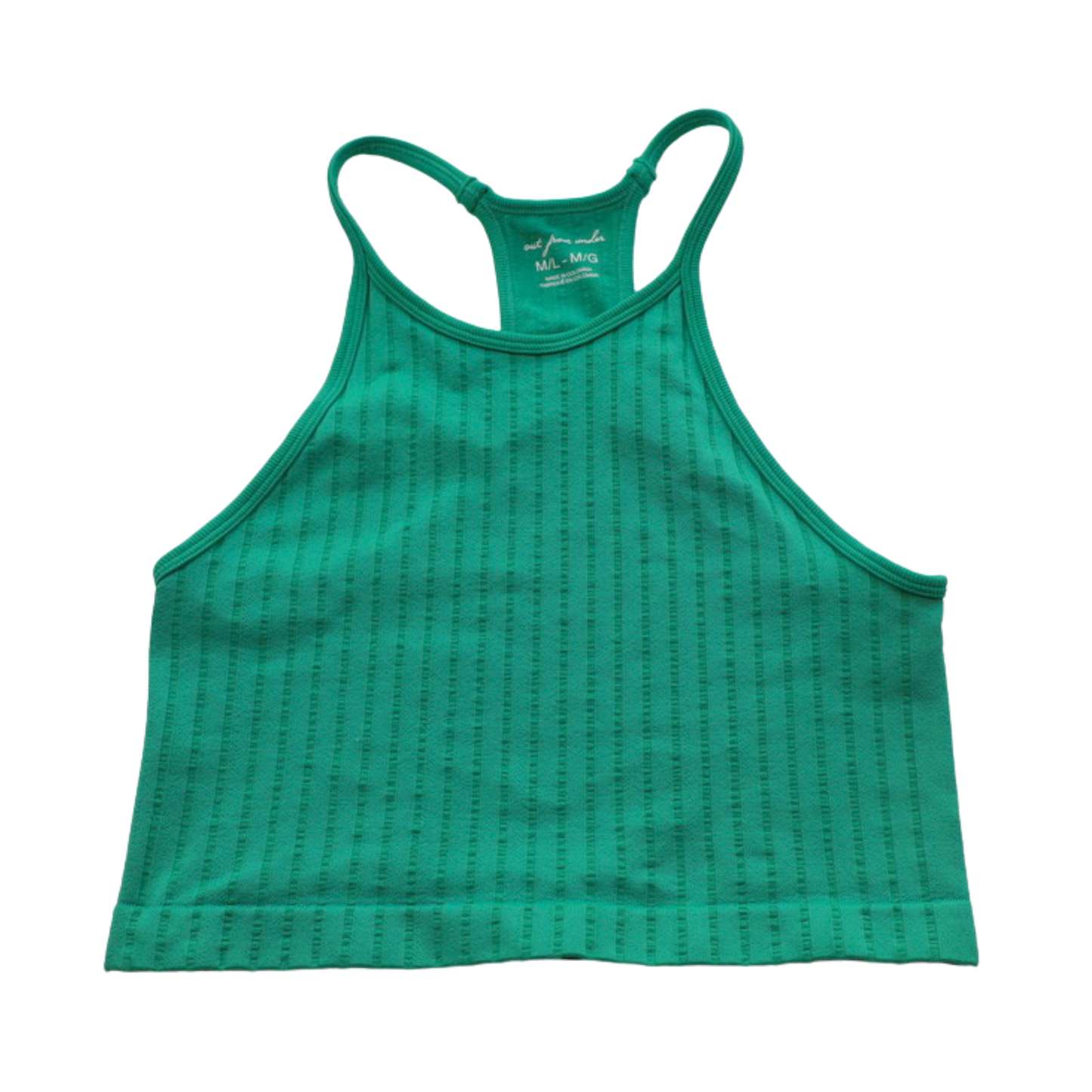 Out From Under Ribbed Racerback Crop Tank / Sports Bra Green M/L