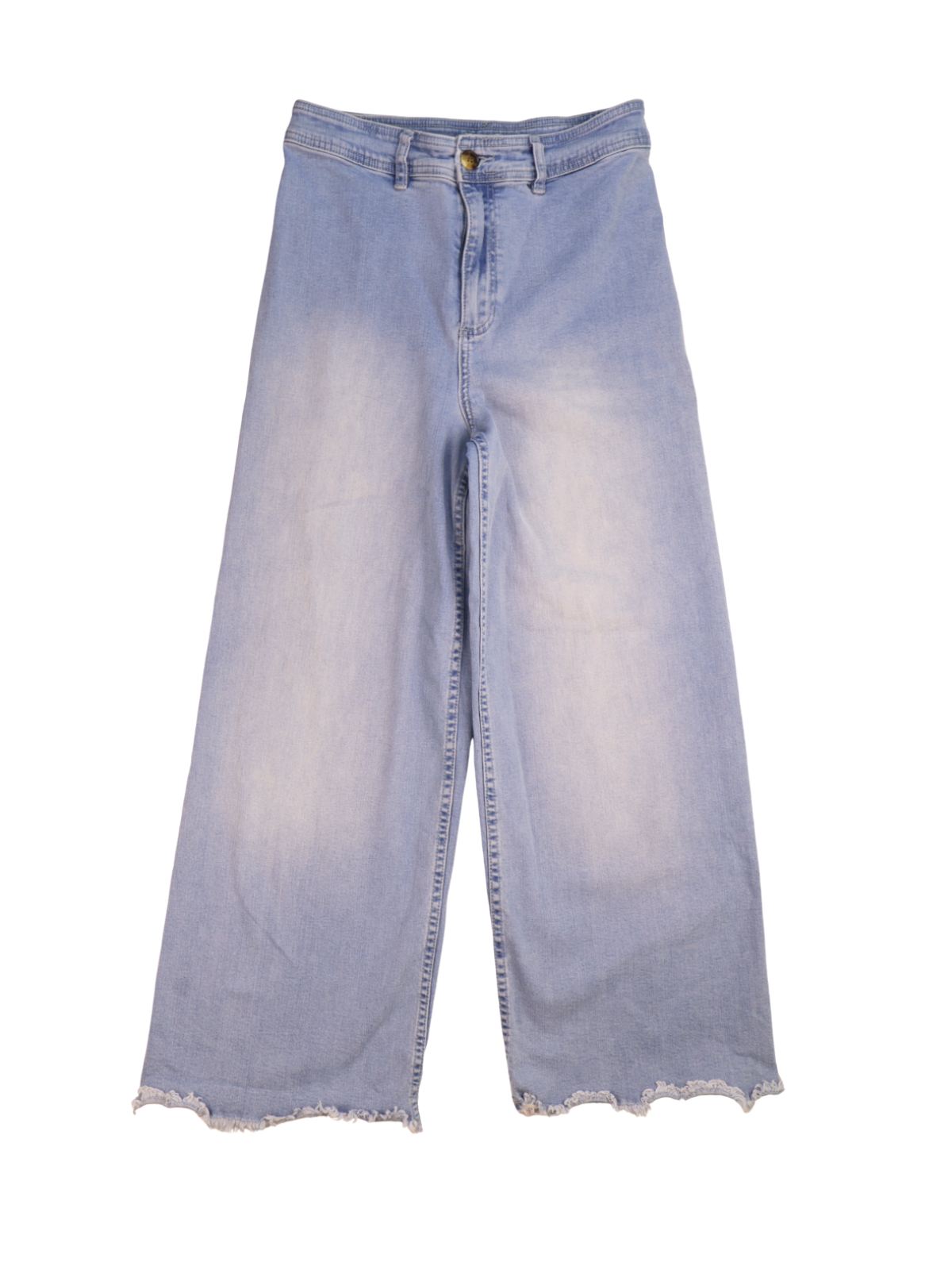 Billabong High-Rise Wide Leg Cropped Jeans – Raw Hem Light Wash (Size 30)