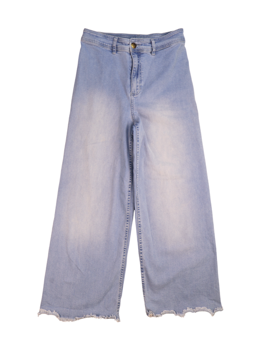 Billabong High-Rise Wide Leg Cropped Jeans – Raw Hem Light Wash (Size 30)