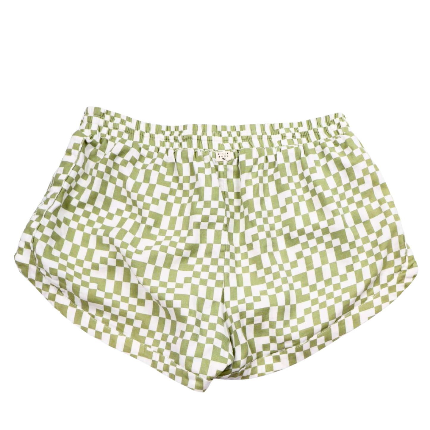 Billabong Checkerboard Drawstring Shorts – Green & White – Women's Size Large
