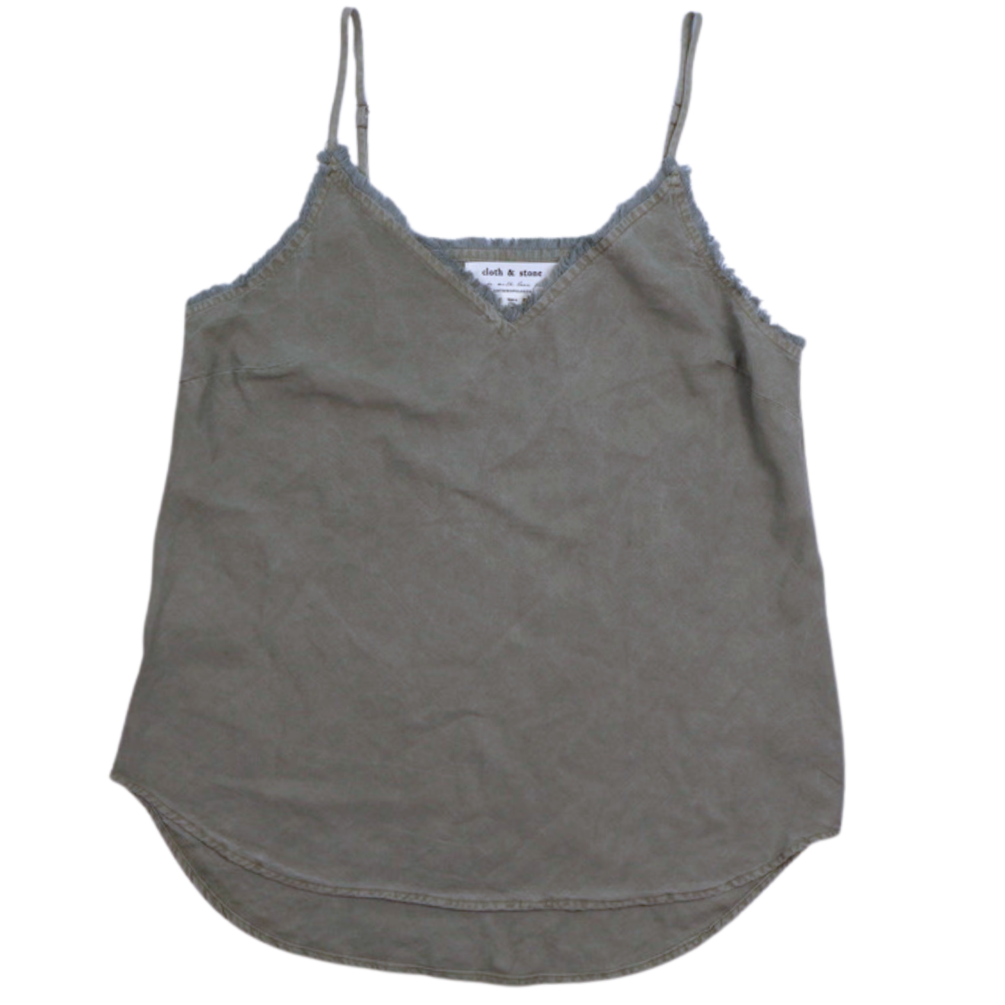 Cloth & Stone Frayed Trim Tank – Sage Green | Size S
