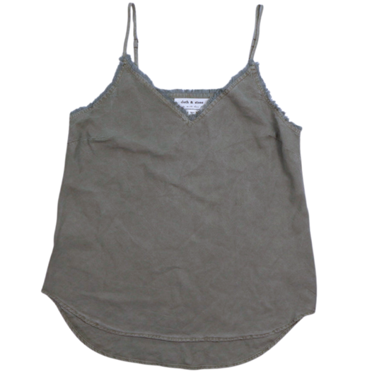 Cloth & Stone Frayed Trim Tank – Sage Green | Size S