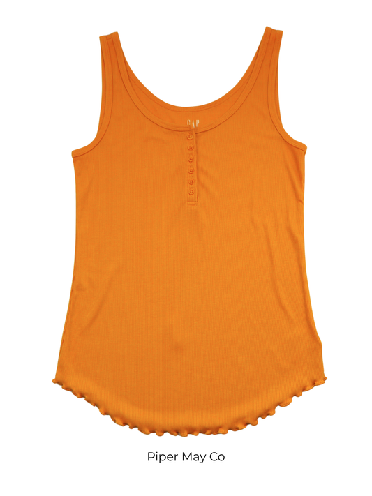 GAP Ribbed Henley Tank – Mustard Yellow Essential | Size Medium