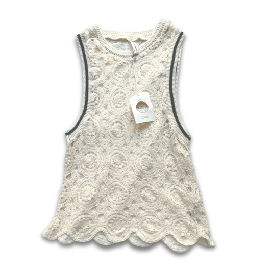 Daily Practice Lace Tank Top Cream Crochet Sleeveless Boho NWT Size S