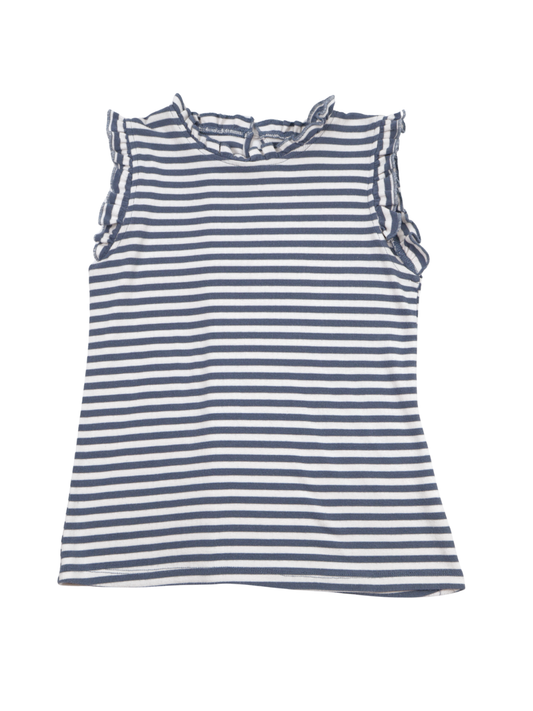 Hayden Girls Navy & White Striped Ruffle Sleeve Tank – Effortless Summer Style (Size Medium)