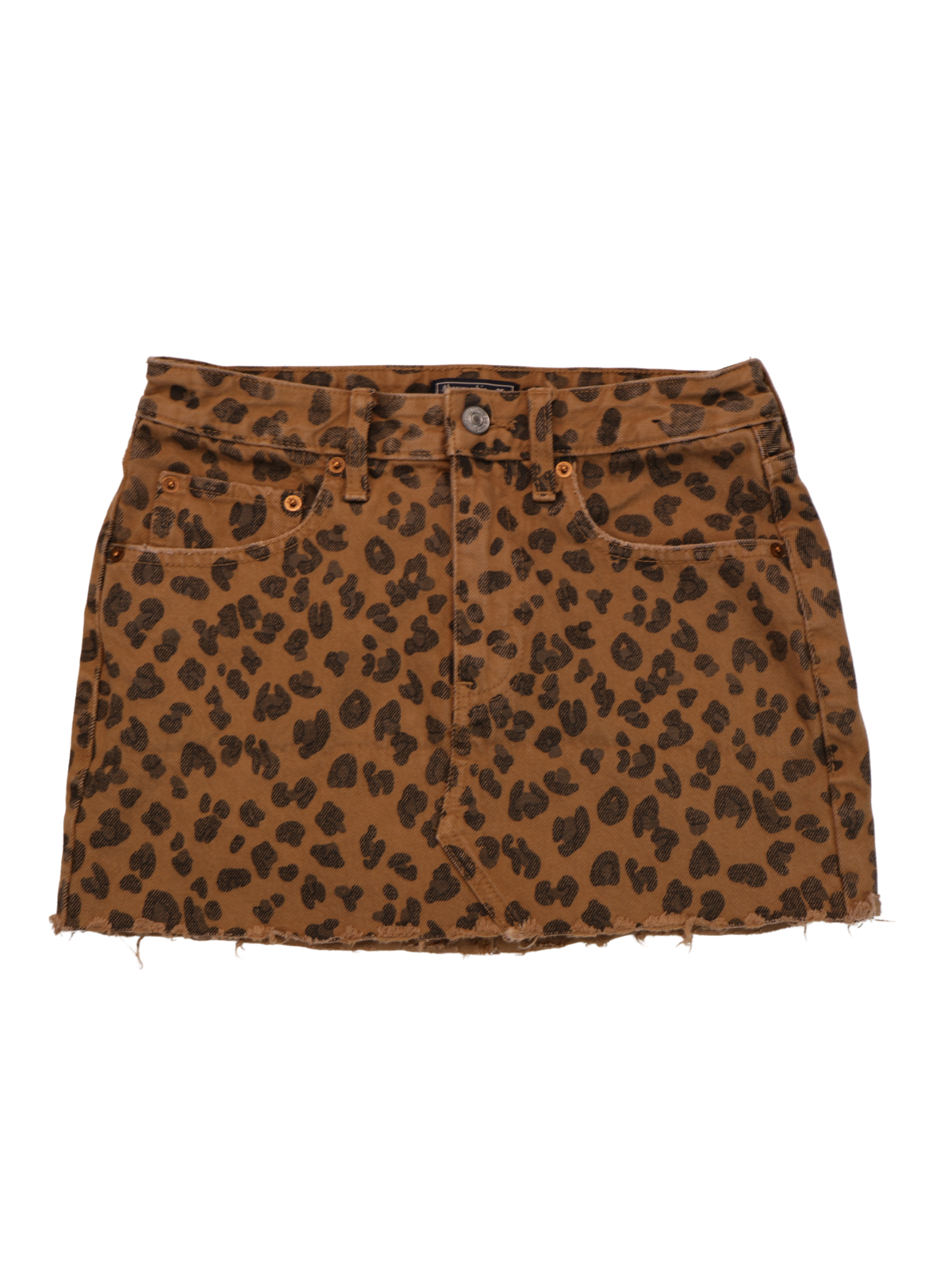 Abercrombie Leopard Print Denim Mini Skirt Size 25 | Statement Jean Skirt