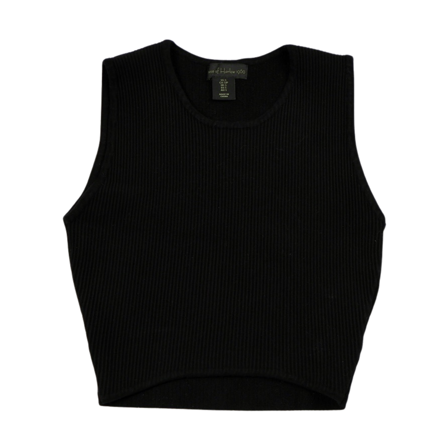 House of Harlow 1960 Ribbed Knit Cropped Tank Top – Black – Women’s Size S