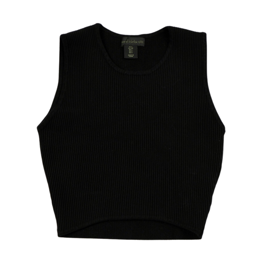 House of Harlow 1960 Ribbed Knit Cropped Tank Top – Black – Women’s Size S