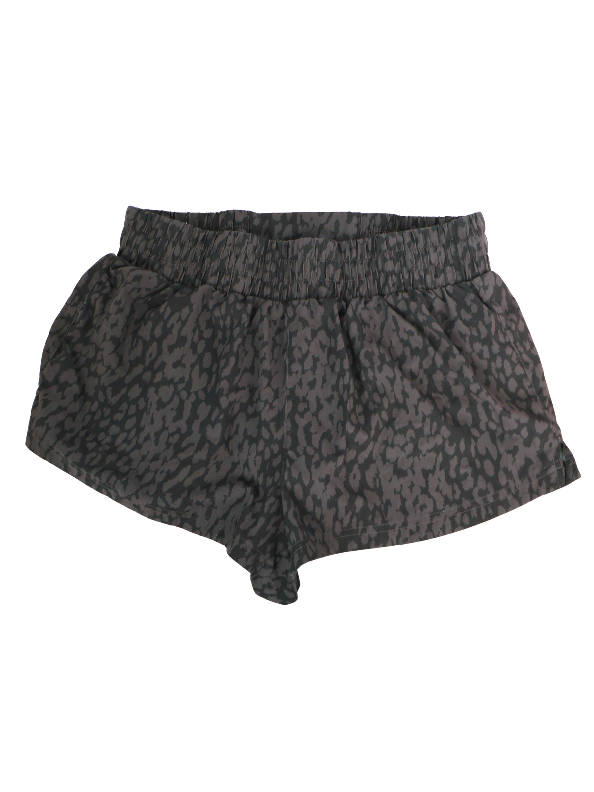 Varley Leopard Athletic Running Shorts Large Black Gray High Rise Activewear