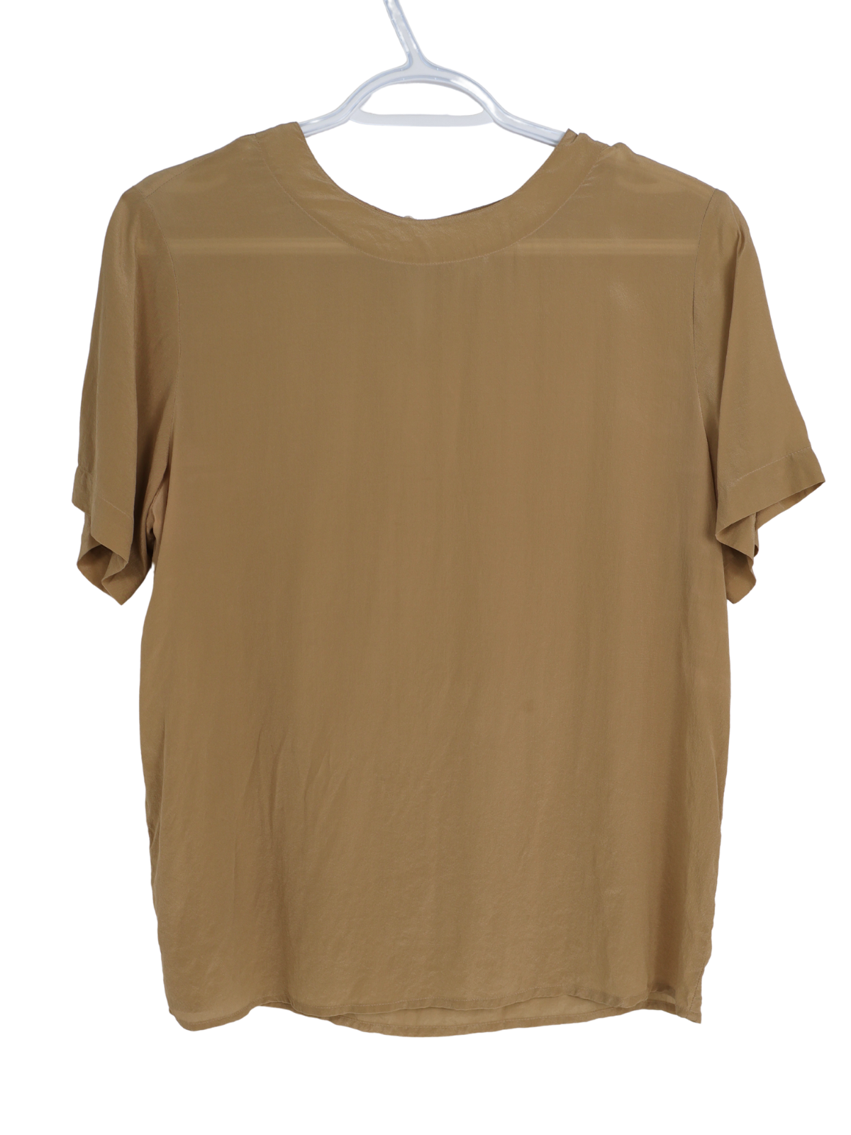 Anna & Frank 100% Silk Blouse Small Tan Nude Short Sleeve Minimalist